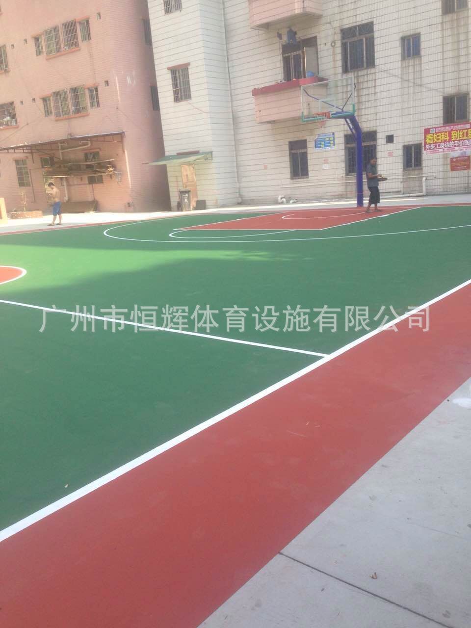 硅PU球场材料的石井岗亭村委篮球场活动中心完工