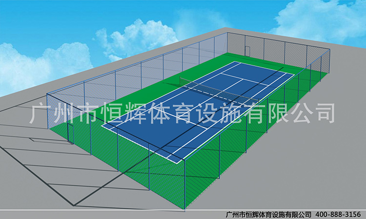 广州硅PU球场商家恒辉体育出了精美的网球场3d效果图啦
